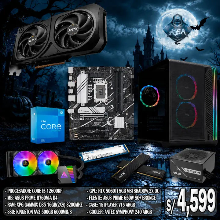 Combo Midnight – Core I5 12600KF / RTX 5060TI 8GB