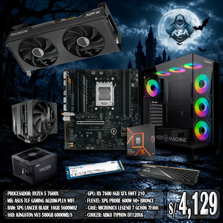 Combo Midnight – Ryzen 5 7600X / RX 7600 8GB