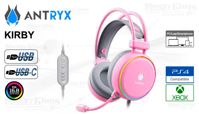 Antryx Gaming Kirby 7.1 USB y USB-C Pink