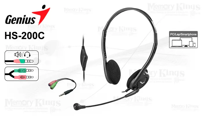 Genius HS-200C Black + Adaptador 1 3.5mm