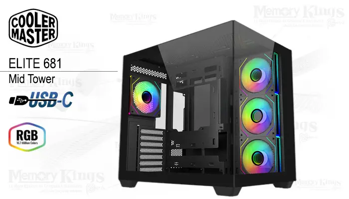 Cooler Master Mid Tower Elite 681 4FAN Black