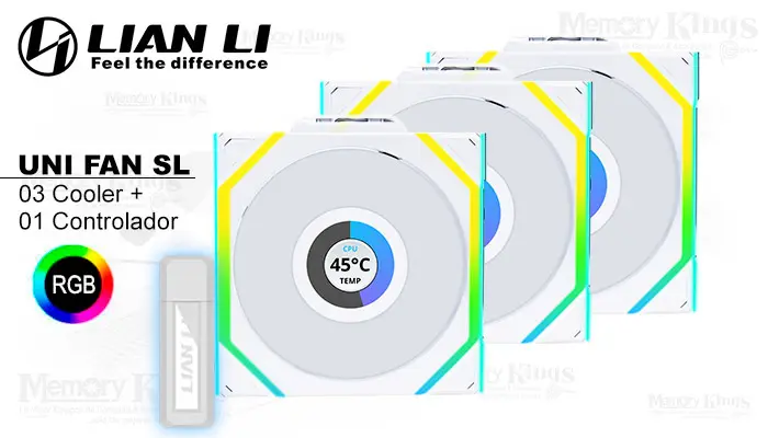 Case 120 Mm Lian Li Uni Fan Sl ARGB 3in1 Wireless LCD White + Control