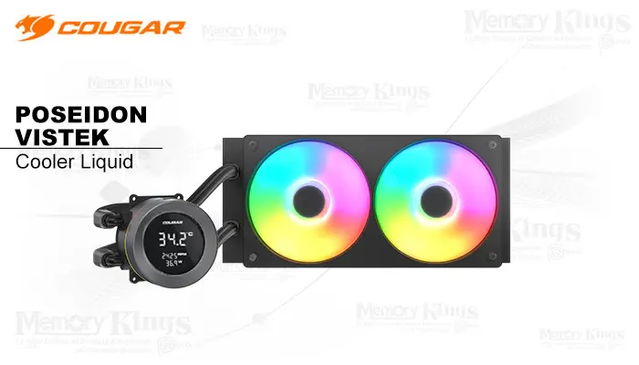 Cougar CPU Liquid 240 Poseidon Vistek Black con Pantalla Digital de 1.9