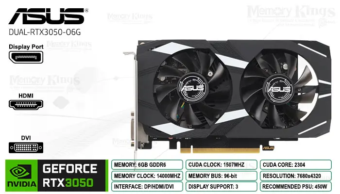 ASUS RTX 3050 6GB 96 Bit Dual OC Edition