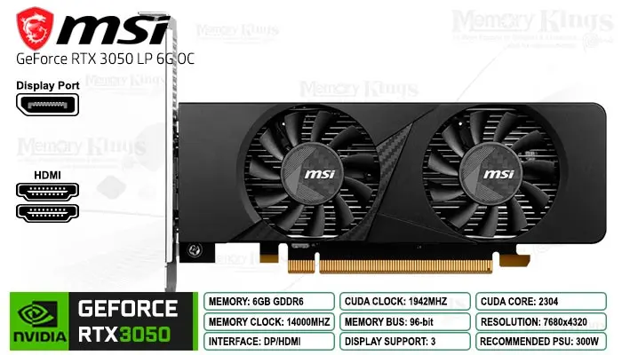 MSI RTX 3050 6GB 96 Bits Low Profile 6G OC