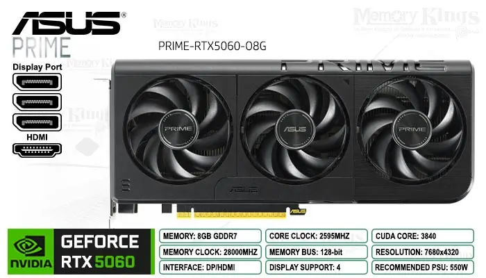 ASUS RTX 5060 8GB 128 bits ASUS PRIME OC