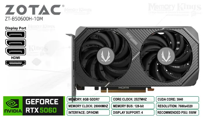ZOTAC RTX 5060 8GB 128 bits ZOTAC GAMING TWIN