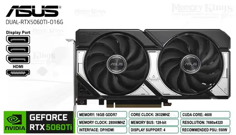 ASUS RTX 5060 TI 16GB 128 bit ASUS DUAL OC