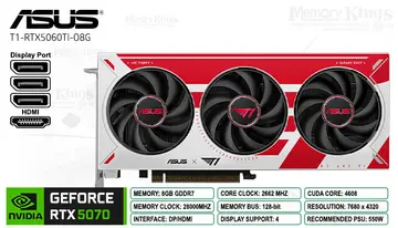ASUS RTX 5060 Ti 8GB 128 bits ASUS T1 GDDR7 OC Edition