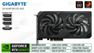 RTX 5060 Ti 8GB 128 bits GIGABYTE WINDFORCE OC