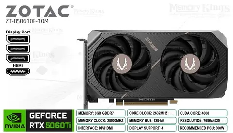 ZOTAC RTX 5060 Ti 8GB 128 bits ZOTAC GAMING AMP