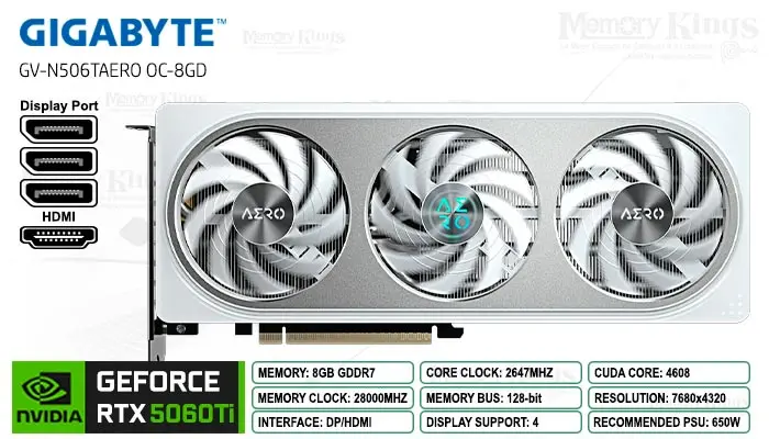 RTX 5060 Ti 8GB 256 bit GIGABYTE AERO OC