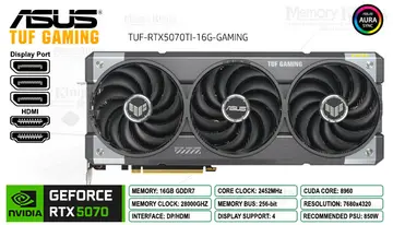 ASUS RTX 5070 Ti 16GB 256 Bit TUF OC