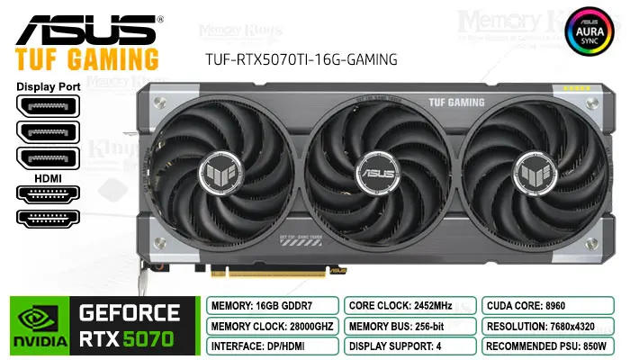 ASUS RTX 5070 Ti 16GB 256 Bit TUF OC