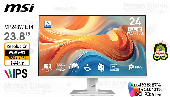 MSI 24 Pro MP243W E14 iPS FHD 144HZ 1MS White con Parlante Integrado