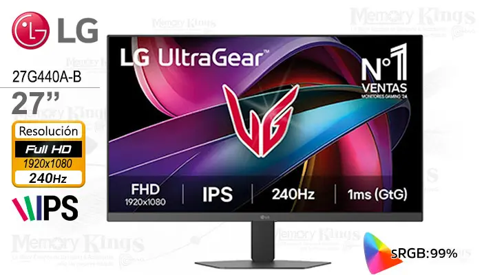 LG 27 Gaming UltraGear 27G440A-B iPS FHD 240HZ 1MS, Pivote