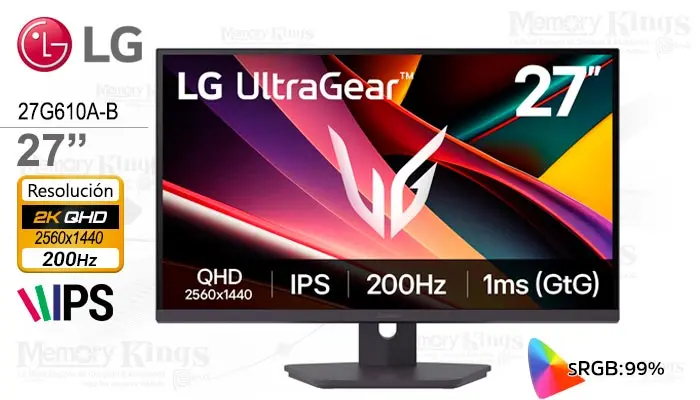 LG 27 Gaming UltraGear 27G610A-B G6 iPS 2K QHD 200HZ 1MS, Pivote