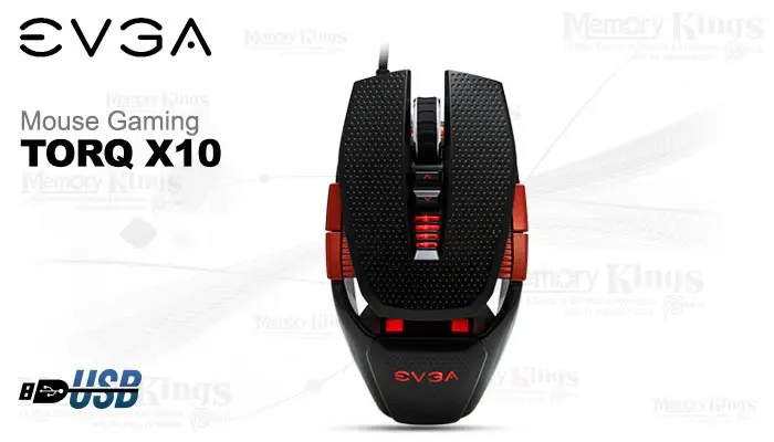 EVGA Gaming Torq X10 Carbon Ambidiestro LED RGB Personalizable Admite 7 Colores