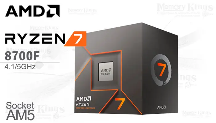 Ryzen 7 8700F 4.1|5.0GHz 16MB AM5, Incluye Fan-Cooler