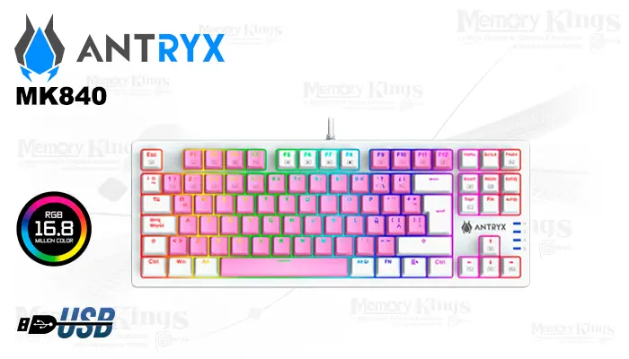 Antryx Gaming MK-840 Tkl SW-BLUE RGB Mecanico Pink