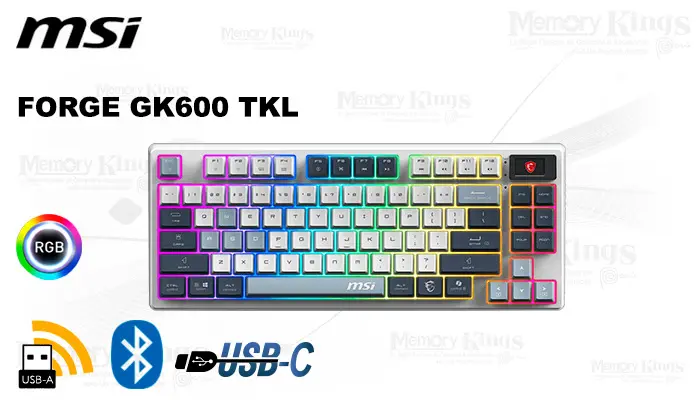 MSI Gaming Forge GK600 Tkl Wireless Sky Mecanico White