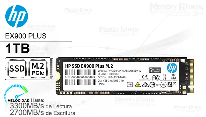 HP Unidad SSD M.2 PCIe 1TB EX900 Plus G3