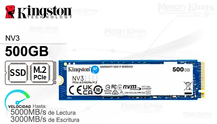 Kingston Unidad SSD M.2 PCIe 500GB NV3 G4