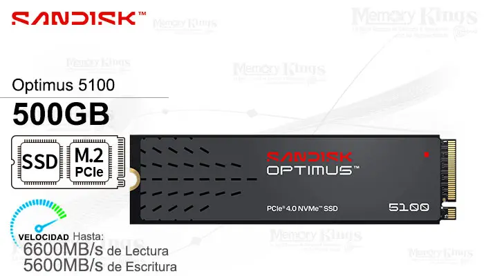 Unidad SSD M.2 PCIe 500GB Sandisk Optimus 5100 G4