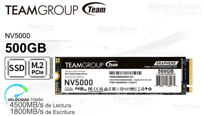 Team Unidad SSD M.2 PCIe 500GB NV5000 G4