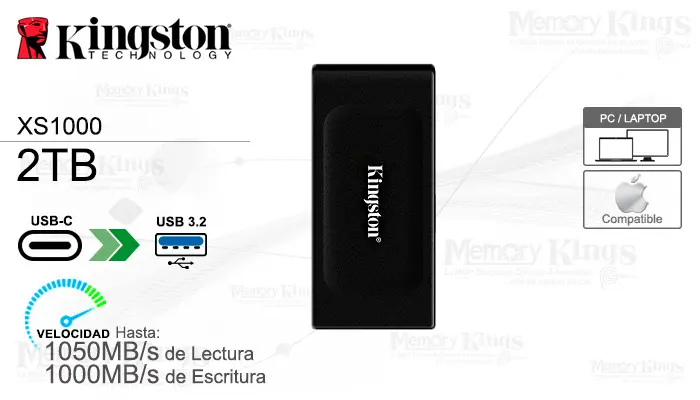 Kingston Unidad SSD USB 2TB XS1000 Black