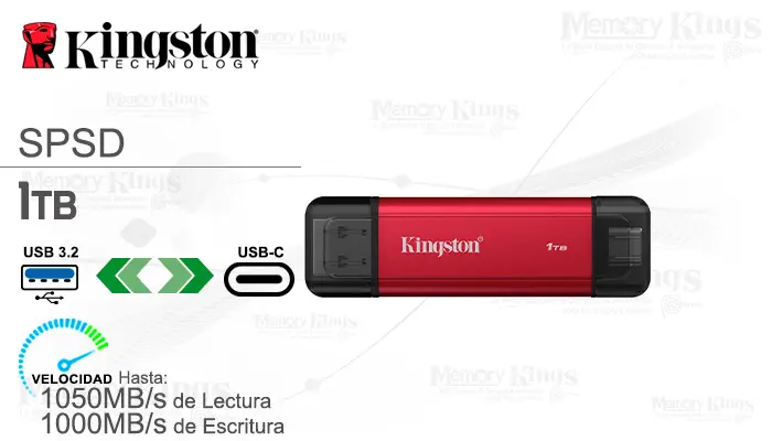 Kingston Unidad SSD USB-C y USB-A 1TB Dual