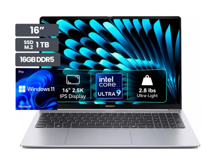Intel Laptop Geekom Geekbook X16 Pro 16" Core Ultra 9-185H 16GB SSD1TB W11Pro