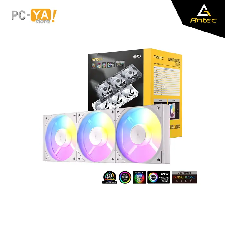 Antec C120R Reverse ARGB Pwm Fan White, 120mm X 3