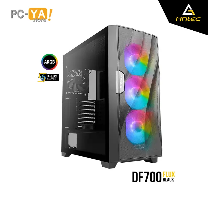 Antec DF700 Flux ATX ARGB FANx5 Vidrio Templado Deslizante S/N Fuente Black