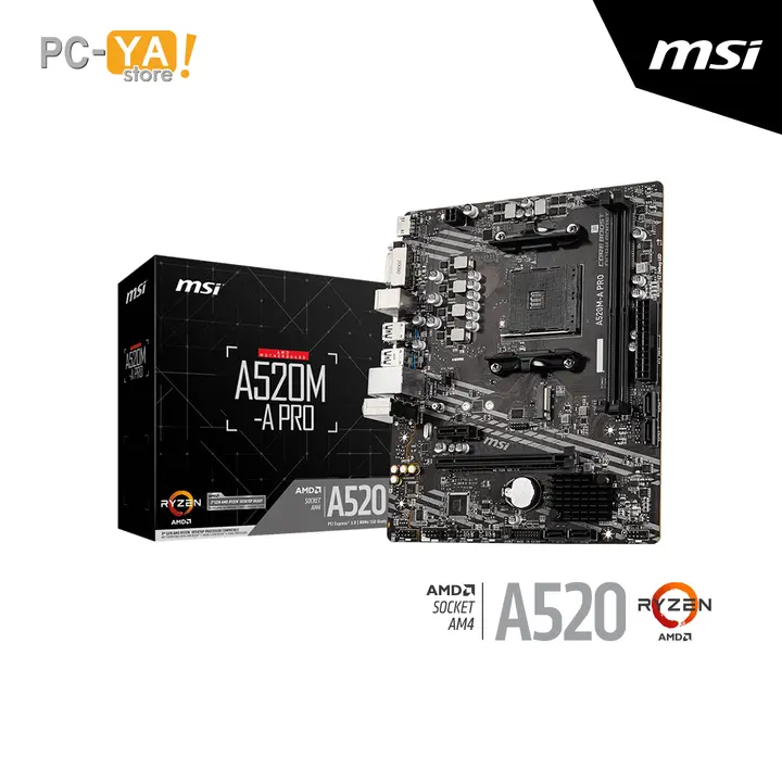 MSI Placas Madre A520M-A-PRO, Socket AM4 2xDDR4 HDMI/ DVI-D/ M.2 Micro ATX