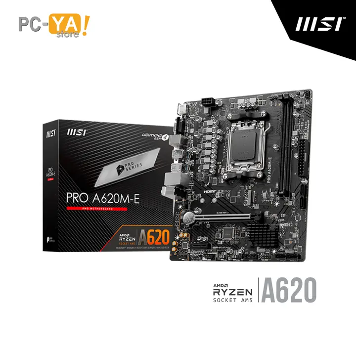 MSI A620M-E -HDV/M.2 AMD Socket AM5 Ryzen Serie 7000 2DDR5 6400+ MHZ. HDMI DP Micro ATX