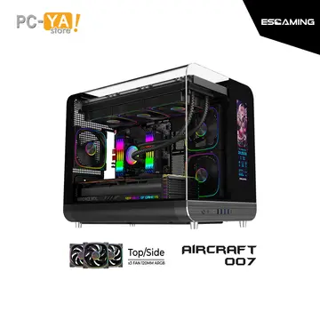 Gamer Esgaming Aircraft 007 LCD Display S/FUENTE 3xARGB 2 Panel Vidrio Micro ATX