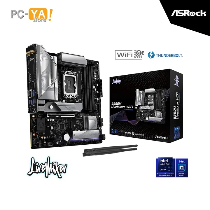 ASRock B860M LiveMixer WiFi Chipset Intel B860 LGA 1851 4DDR5 Max.256GB HDMI Thunderbolt 4 Type-C Micro ATX