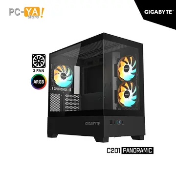 Gigabyte C201 Panoramic S/FUENTE V/TEMPLADO X3 Cooler ARGB USB 3.0 Negro