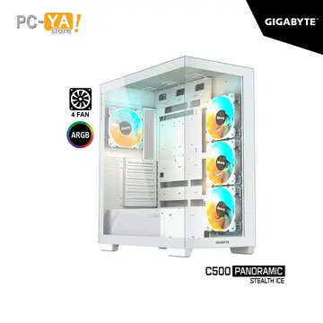 Gigabyte C500 Panoramic Stealth Ice S/FUENTE X4 Fan 2 Panel Vidrio LED ARGB ATX Blanco