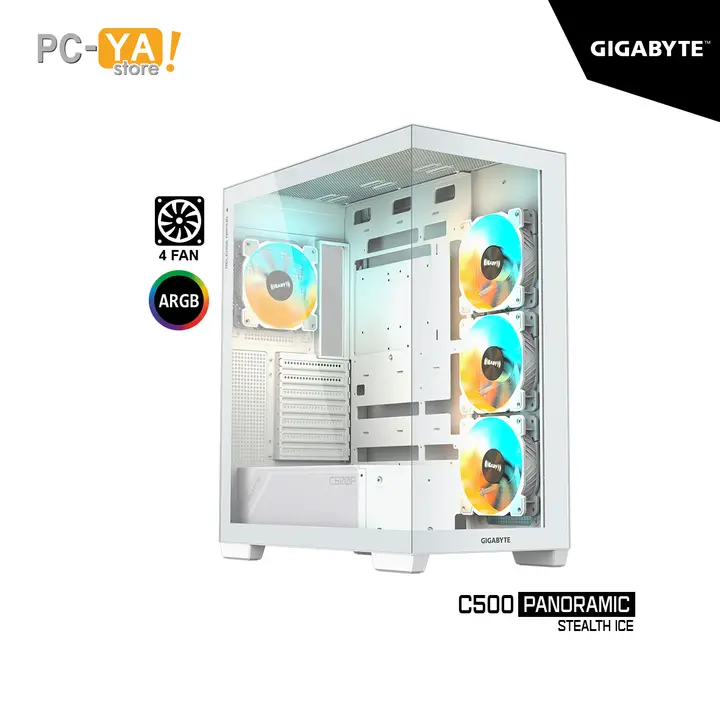 Gigabyte C500 Panoramic Stealth Ice S/FUENTE X4 Fan 2 Panel Vidrio LED ARGB ATX Blanco