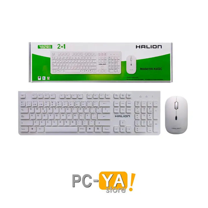 Halion Kit Inalanbrico 2 en 1 Teclado + Mouse HA-K652C Blanco