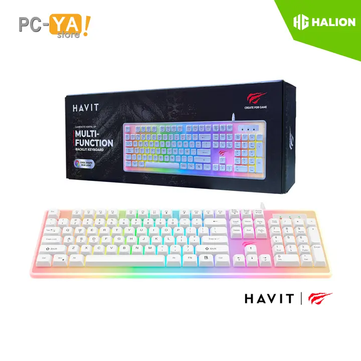 Gamer Gamenote Havit KB876L-SP Blanco Transparente RGB