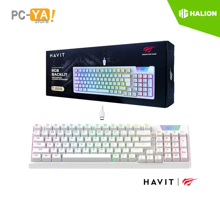 Gamer Mecanico Gamenote Havit KB885L-SP Blanco RGB ANTI-GHOSTING (Windows, Mac)