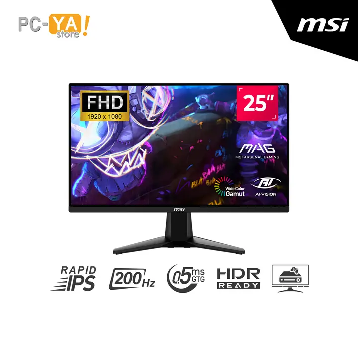MSI MAG 255F E20 Plano 24.5 FHD Rapid IPS 1920x1080 200HZ 0.5 Ms HDMIx2 DP Headphone-Out