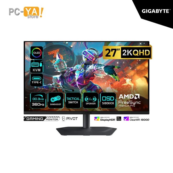 Gigabyte 27" MO27Q3 2K QHD 2560 X 1440 QD-OLED 360HZ 0.03MS HDMI DP Parlante Integrado Pivot