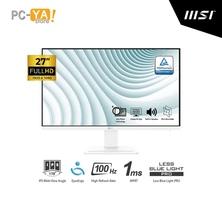 MSI Pro MP273AW 27" FHD IPS 1920 X 1080 100HZ 1ms HDMI DP Altavoces Integrados Blanco