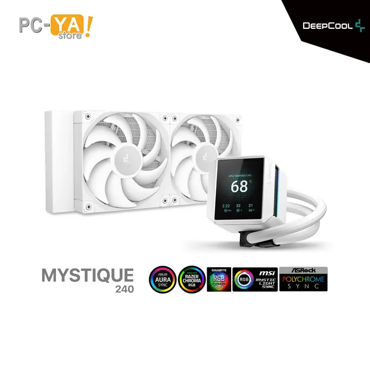 DeepCool Sistema de Enfriamiento Liquido Mystique 240 Wh con Pantalla Blanco