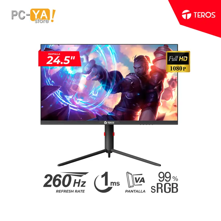 Teros TE-2472G 24.5" FHD VA 1920 X 1080 260HZ 1MS 99%sRGB FreeSync (2)HDMI (2)DP ERGONÓMICO