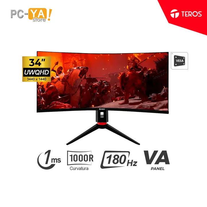 Teros Curvo Gaming TE-3412G 34" Uwqhd 3440 X 1440 VA 180Hz 1ms HDMI DP, Audio Out